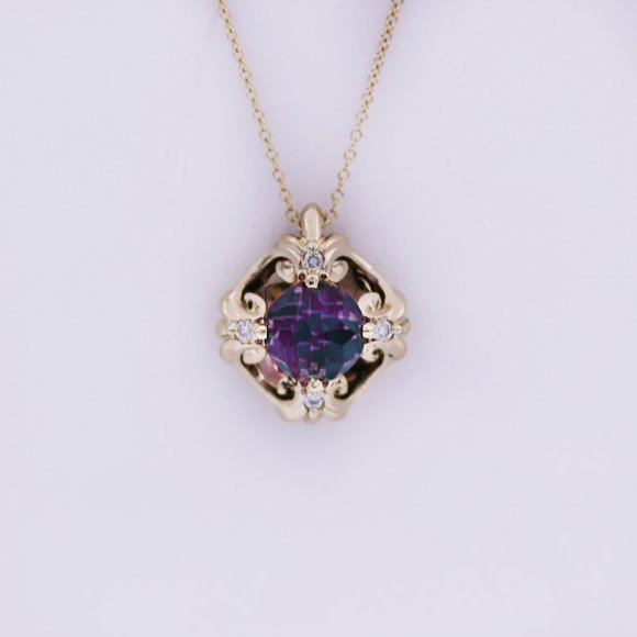 GALATEA DavinChi Amethyst 14K Gold Necklace - Picture 1 of 4
